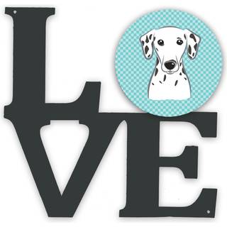 """" Caroline's Treasures Checkerboard Blue Dalmatian Metal Artwork Love Wall-Decor multicolor """"