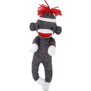 Plushland Adorable Sock Monkey 8 tommer h?j - Bl?d realistisk plys strikket udstoppet dyre leget?jsgave - til b?rn babyer teenagere piger og dren