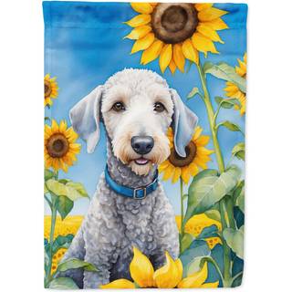 Caroline's Treasures DAC6021CHF Bedlington Terrier i Sunflowers House Flag Stor veranda ærme pol dekorativt uden for gårdspladser Artwork Wall Ha