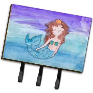"""" Caroline's Treasures Brunette Mermaid Watercolor Wall Hook Triple Multicolor """"