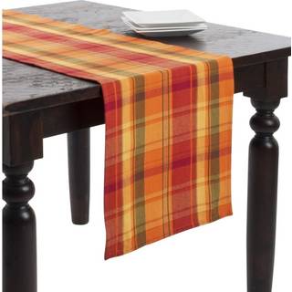 Fennco Styles Harvest Plaid Design Cotton Terracotta Table Runner 16 """" W X 108 """" L til hjemmepladsedekorationssted