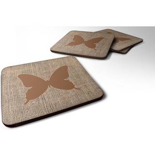 """" Caroline's Treasures BB1046-BL-BN-FC Butterfly Burlap og Brown Foam Coasters (Sæt på 4) 3,5 """" ""H X 3,5"" """" ""W multicolor"" ""
