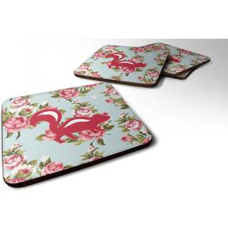 """" Caroline's Treasures BB1125-RS-BU-FC Skunk Shabby Chic Blue Roses Foam Coasters (Sæt på 4) 3.5 """" ""H X 3.5"" """" ""W Multicolor"" ""