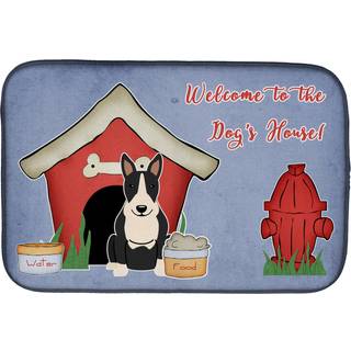 """" Caroline's Treasures Dog House Collection Bull Terrier Black White Dish Drying Mat 14 X 21 """"