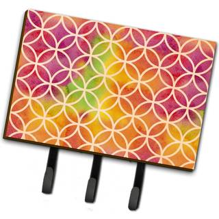 """" Caroline's Treasures Watercolor Rainbow Geometric Circles Wall Hook Triple Multicolor """"