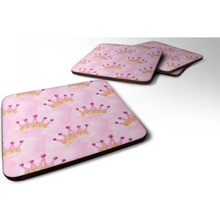 """" Caroline's Treasures Watercolor Princess Crown på Pink Decorative Coasters 3.5 multicolor """"