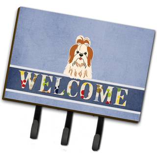 """" Caroline's Treasures Welcome Shih Tzu Red White Wall Hook Triple """"