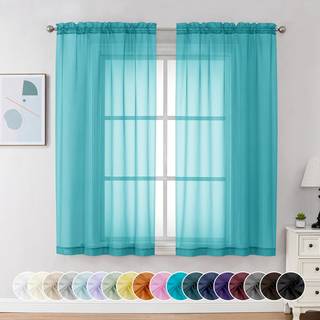 Chyhomenyc turkis rene gardiner 63 tommer længde 2 paneler Lysfiltrering Airy Rod Pocket Window Curtain Treatment Drapes til soveværelse, der bor