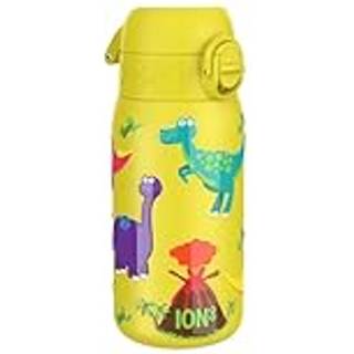 Vandflaske til børn, rustfrit stål, 400 ml, Yellow, Dinosaurs - Ion8