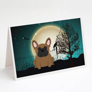 Halloween Scary French Bulldog Brown lykønskningskort og konvolutter pakning af 8