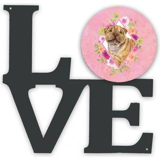 """" Caroline's Treasures Shar Pei Pink Flowers Metal Artwork Love Wall-Decor multicolor """"