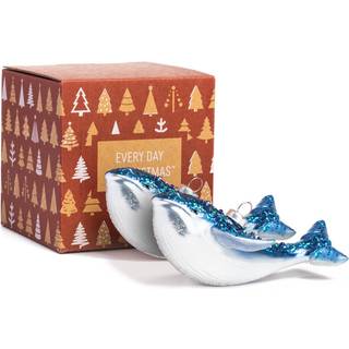 Hver dag er juleglas blæst ornamenter sød håndlavet figurer trædekoration sæt med 2 hval