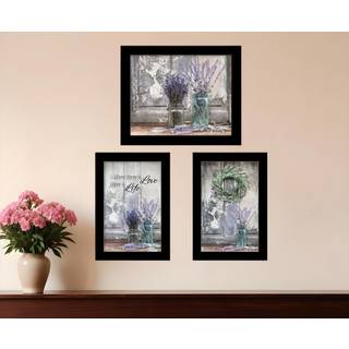 S?t med tre overflod af sk?nhed sort indrammet printv?gskunst