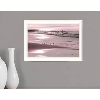 Morgenmad p? stranden hvid indrammet print v?gkunst