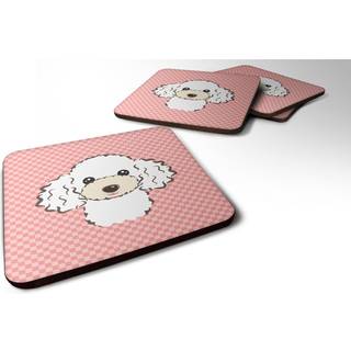 """" Caroline's Treasures BB1257FC Checkerboard Pink White Poodle Foam Coaster (Sæt på 4) 3,5 """" ""H X 3,5"" """" W Multicolor """"