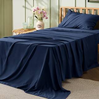 Sengesure Twin Sheets Set Navy - Soft Twin Bed Sabs 3 Stykker Hotel Luksus Twin Sheets Easy Care Polyester Microfiber Cooling Bed Sheet Set