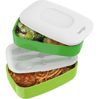 Bentgo Classic-Voksen Bento Box All-in-One Stackable Lunch Box Container med 3 rumplastikredskaber og nylonforseglingsstrop BPA gratis madbeholde