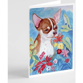 Chihuahua i blomster lykønskningskort og konvolutter pakning af 8