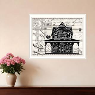 Y'all velsignede bondeg?rd hvid indrammet print v?gkunst