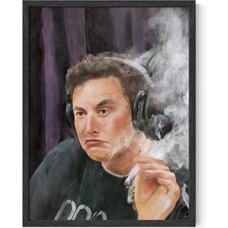 Haus og nuancer elon musk indrammet v?gkunst indrammede meme plakater trippy plakater til fyre elon musk ryger indrammet v?gkunst sjove cool plak