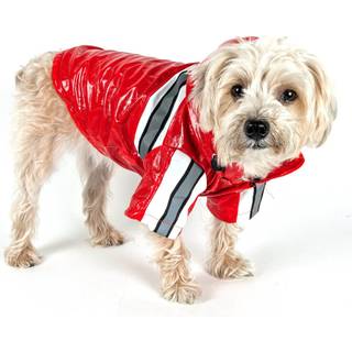 Pet Life Reflecta -Glow PVC Dog Raincoat - Reflekterende og vandt?t hundefrakke med reversibel pol?r fleece - Justerbar Pet Raincoat Dog Jacket p