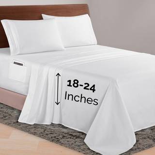 Elegant komfort Luksuriøs 1500 Premium Hotel Quality Microfiber 4 -Piece Sheet Set 18-24 tommer dyb - Ekstra dybe lommeark - Ultra Soft 4pc Deep