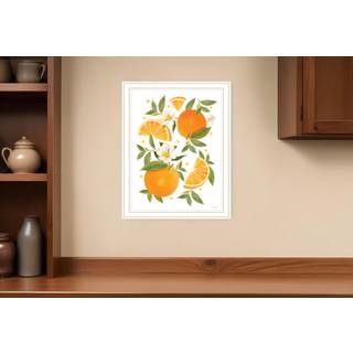 Citrus orange botanisk hvid indrammet print v?gkunst