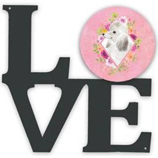 """" Caroline's Treasures White Standard Poodle Pink Flowers Metal Artwork Love Wall-Decor multicolor """"