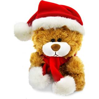 Plushland yndig blød og behåret julemanden Teddy Bear udstoppet dyre -Holiday Toys - Xmas Party Favours for Kids (New Christmas Qbeba Bear Brown)