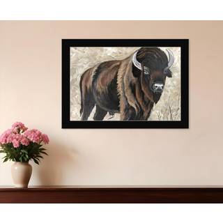 Boss bison kun sort indrammet print v?gkunst