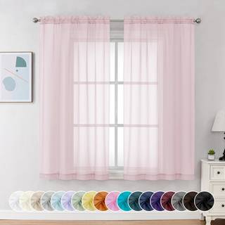 ChyHomenyc Sheer Curtains 63 tommer længde 2 Paneler Lysfiltreringsstang Lomme Vindue Sheer Curtain Drapes Til soveværelse stue 42WX63L 2 paneler
