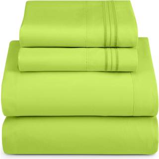 Hearth & Harbour Fuld st?rrelse ark - 4 stykker Sengplade S?t Hotel Luksus Dobbelt b?rstet lagner - Ekstra bl?de senget?jsark