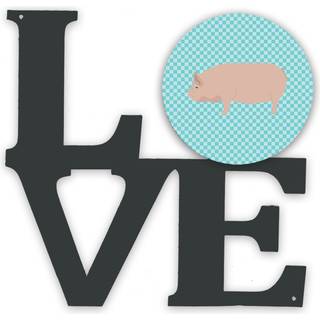 """" Caroline's Treasures Welsh Pig Blue Check Metal Artwork Love Wall-decor multicolor """"