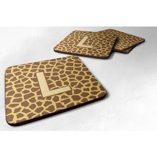"""" Caroline's Treasures CJ1025-LFC Monogram-Giraffe Foam Coasters (Sæt på 4) indledende bogstav L 3.5 """" ""H X 3.5"" """" ""W multicolor"" ""