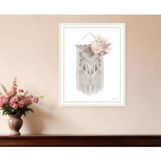 Bohemsk makrame hvid indrammet printv?gskunst