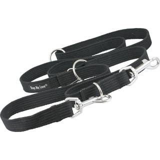 Hunde My Love 1 """" Bred bomuldsweb 6-vejs europæisk multifunktionel hundebånd Justerbar bly 45 """"-78 """" Lang stor (sort)