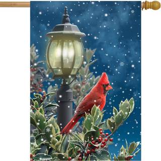 Winter Solitude Cardinal House Flag 40 """" X 28 """" Briarwood Lane