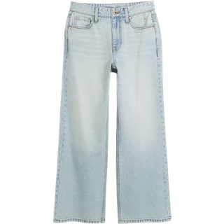 River Island River Island Blue White High Waisted Relaxed Straight 100% Cotton Jeans