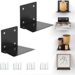 Eapele usynlig flydende boghylde tunge hængende boghylder stål konstrueret vægmonteret skjult boghylde med monteringshardware 2pcs sort