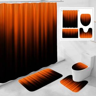 Litabel 4 pcs Orange og sort Gradient Broes Gardain Set med tæpper og toilet Låg Cover Moderne enkle vandtæt stof Badeværelse Sæt Ombre Stripe Go