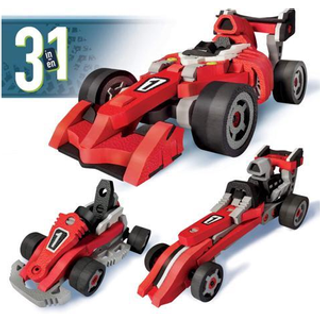Bloco Toys 3 i 1 racerbil | STEM TOY | Formel 1 Go Kart & Dragster | DIY Building Construction Set (200 stykker)