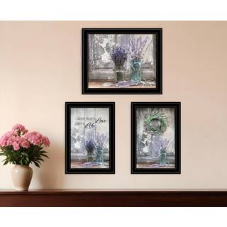 S?t med tre k?rlighedsliv og lavendel sort indrammet printv?gskunst
