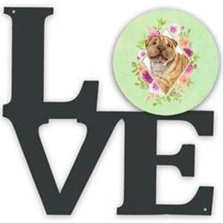 """" Caroline's Treasures Shar Pei Green Flowers Metal Artwork Love Wall-Decor multicolor """"
