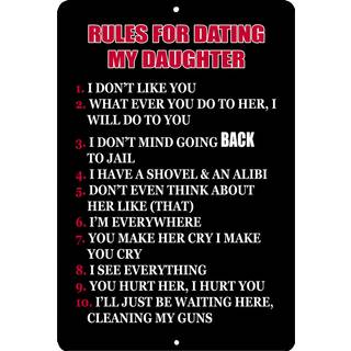 Sjov sarkastisk far far metal tin tegn v?gdekor mand hule regler til dato datter