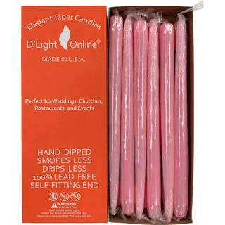 D 'Lys online elegant ucentreret lyser?d konisk premium kvalitet stearinlys h?nd -dyppet dripl?s og r?gfri - s?t med 12 individuelt indpakket (12