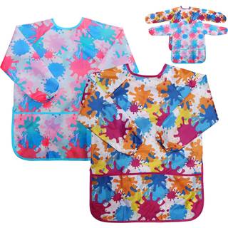 Kunst Smock Painting Forklde - (pakke med 2) Langrmet og 2 lommer til kunst og hndvrk - Vandtt kunstner maling skjorte Farverig