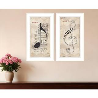 S?t med to musikalske noter White Framed Print Wall Art