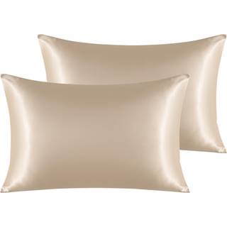 NTBAY 2 Pack Satin Queen Pillowcases til hår og hud luksuriøse og silkeagtige pudebetræk med konvolutlukning 20x30 tommer taupe
