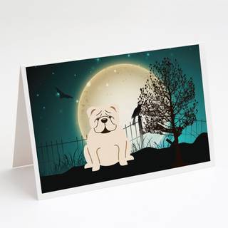 Halloween Scary English Bulldog White lykønskningskort og konvolutter pakning af 8