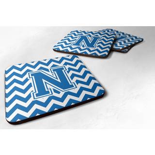 """" Caroline's Treasures CJ1056-NFC-brev N Chevron Blue and White Foam Coaster (Sæt på 4) 3.5 """" ""Multicolor"" ""